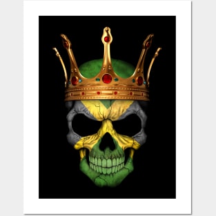 Jamaican Flag Skull with Crown Posters and Art